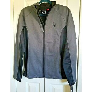 Spyder S Gray Black Men's Full Zip Polar Fleece Waffle Jacket Small S NWT RV$129